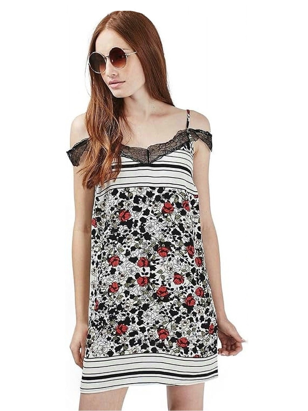 Topshop Floral Lace Slip Mini Dress Y2K Style